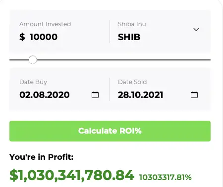 Shiba Inu ROI calculator